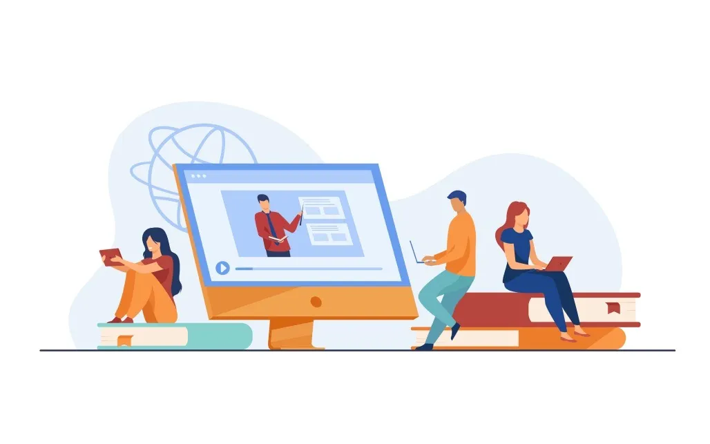 Students watching online webinar